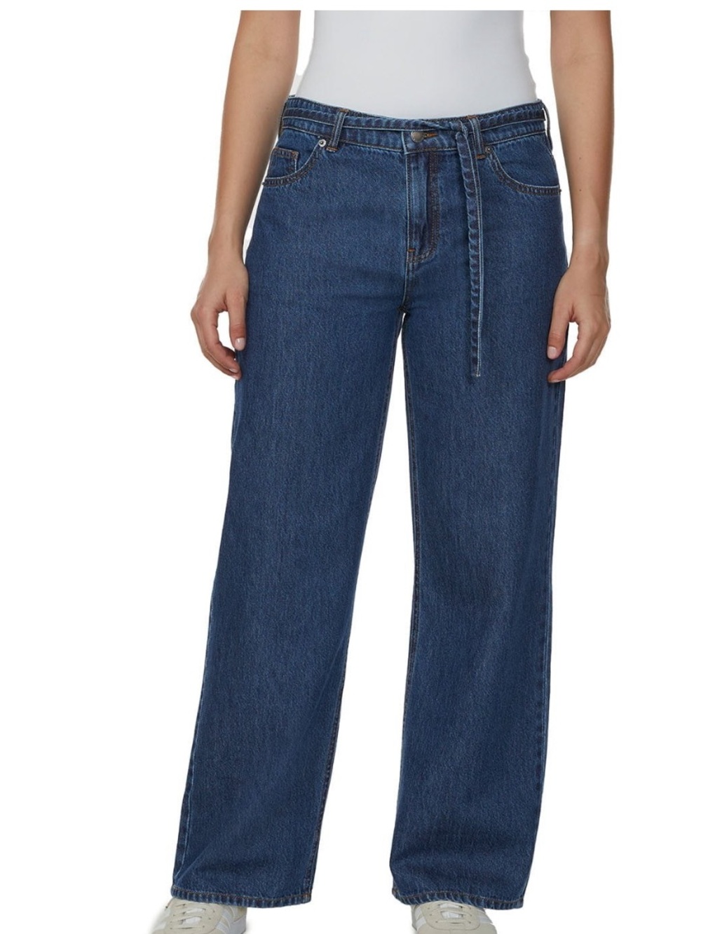 Buffalo belted wide leg jeans